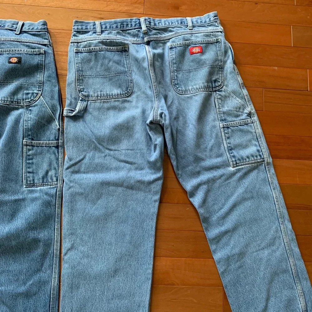 Dickies Carpenter Jeans Mens 38x30 Relaxed Fit Blue Denim Work Pants Lot 2